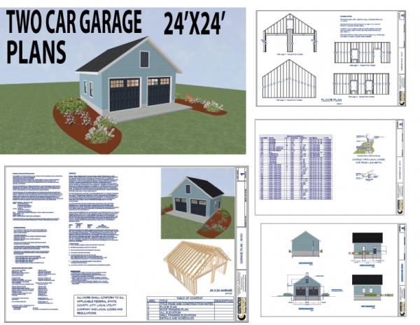 Two Car Garage Plans 24' x 24' | Construction Concept Design Build LLC